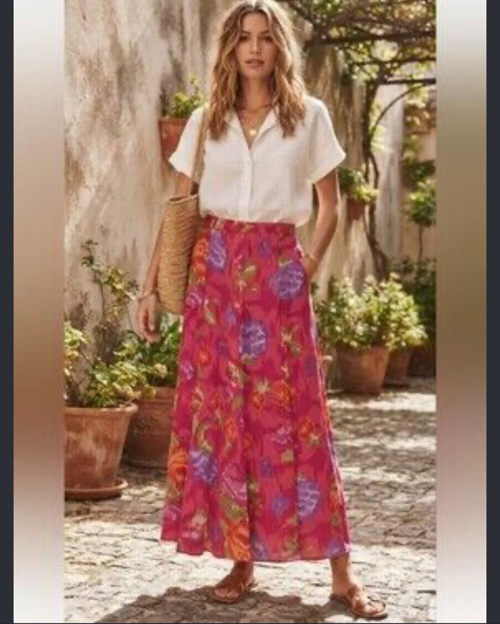 Coldwater Creek Pink Floral Maxi Skirt Size Small